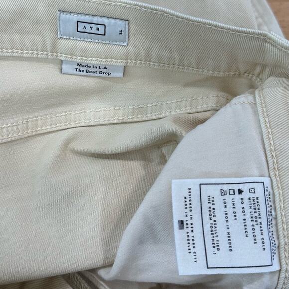 AYR The Beat Drop Jeans Barrel Leg in Straw Hat Cream Tan 34 Neutral Minimalist - Picture 6 of 9